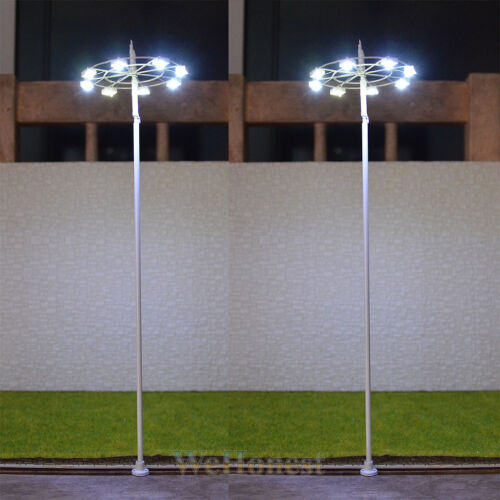 2 pcs O scale Plaza Lampposts Model lights SMD LEDs made Square Lamp #018