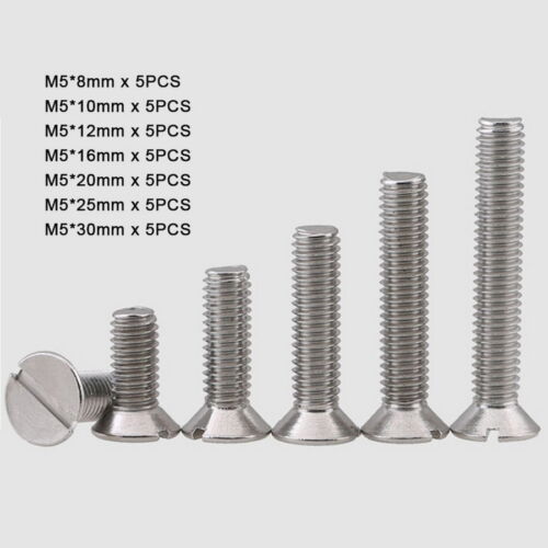 M3 M4 M5 Slotted Countersunk Machine Screws A2 304 Stainless Steel Slot Csk Bolt 