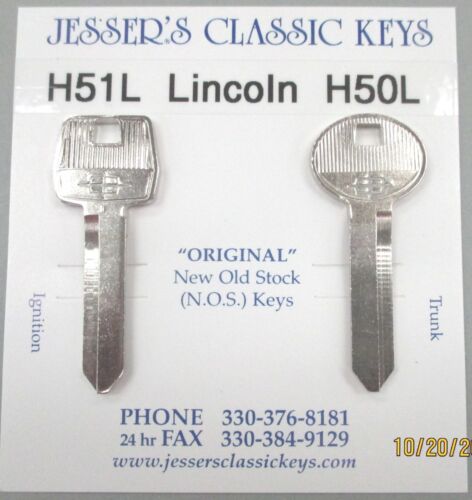 Vintage NOS Lincoln Star Nickel Key Set Fits 1980 1981 1982 1983 1984 