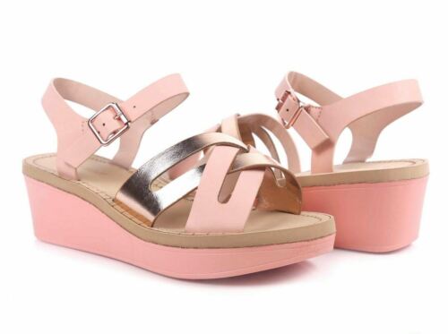 Details about  / Blush Color Strappy 1.85/" Wedges Heels Women Slingback Clog Sandals Size 8
