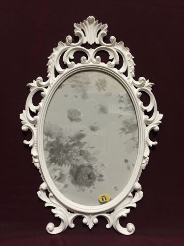 Wandspiegel Antik Weiß  Oval 43x27 Schminkspiegel Bad-Friseurspiegel C531