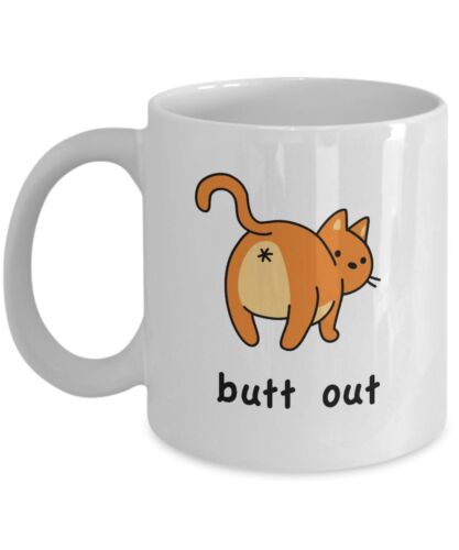 Cat Butt Mug Butt Out Cute Kitty Coffee Cup Orange Ginger Weird Cat Office Gift
