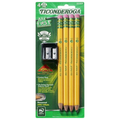 My First Ticonderoga Primary Size #2 Beginner Pencils Pre-Sharpened 4 Pencils 