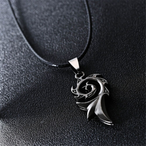 Jewelry Rope Chain Stainless Steel Flame Fire Pattern Pendant for Men Necklace