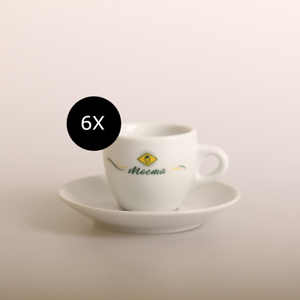 Moema6 Espresso Tassen und UntertassenWeiß mit Logo70mlKaffeetassen
