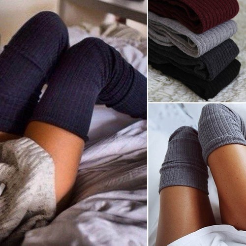 Women Winter Cable Knit Over knee Long Boot Thigh-High Warm Socks Leggings New