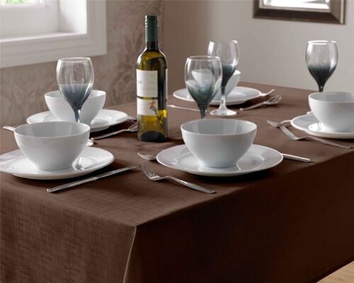 Plain Linen Look Tablecloth Rectangular Square Round Cloths All Sizes All Colour 