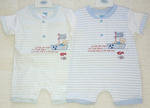 Summer Cotton Prem BABY BOYS Girls Blue Babygrow Bodysuit Sleepsuit Rompersuit