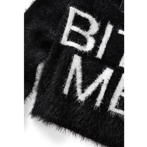 Killstar Gothic Okkult bauchfreier Pullover Schwarz Dropout Bite Me