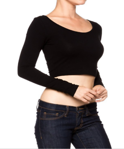 Round Neck Long Sleeve Tops Women Fashion T-Shirt Slim Short Casual Blouse