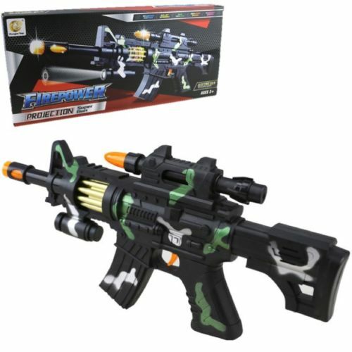 KIDS TOY GUN M4 FIREPOWER WITH FLASHING LIGHTS VIBRATION SOUND CAUSE EFFECT PLAY