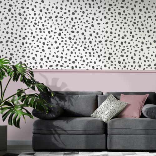 Holden Dalmatian Dots Papier Peint Imprimé Animal Noir Blanc Trendy contemporain