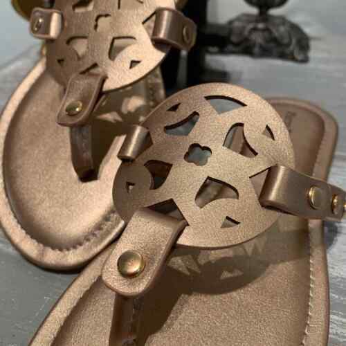 Details about   ROSE GOLD ornate thong sandals Pierre Dumas NIB New in box Size 9 