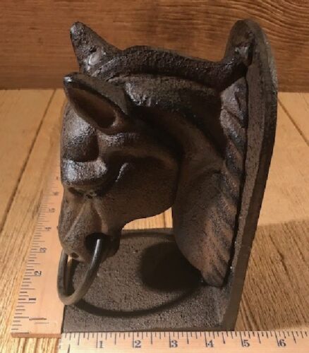 Cast Iron Rustic Horse Head Bookend 8/" tall Western Decor 0170-04647