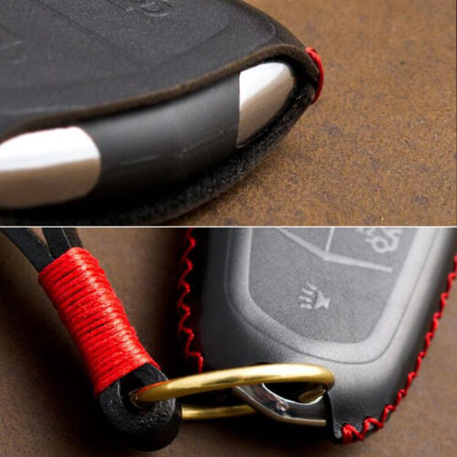 Genuine Leather Car Key Fob Case Cover Holder Accessories For Cadillac ATS CTS 