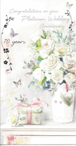 Ling Design Bouquet 70th Platinum Wedding Anniversary Card 