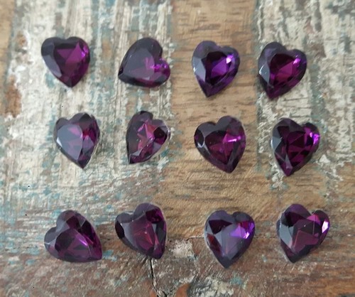 ♡ Nº g17-12 pièces anciennes briques de verre violet cœur 10 x 9 mm ♡
