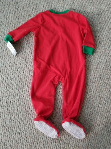 Details about   Carters 12M Christmas Pajamas Reindeer Footie PJ's Red Green Holiday Fleece 