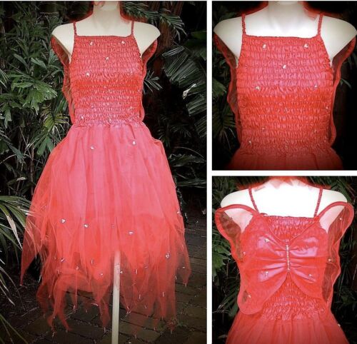 RED PLUS SIZE Fairy Dress Party Costume with Wings