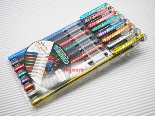 8 Pens Set x 1 Pen 2 Colours Ink Pentel K110 Hybrid Dual Metallic Gel Pen