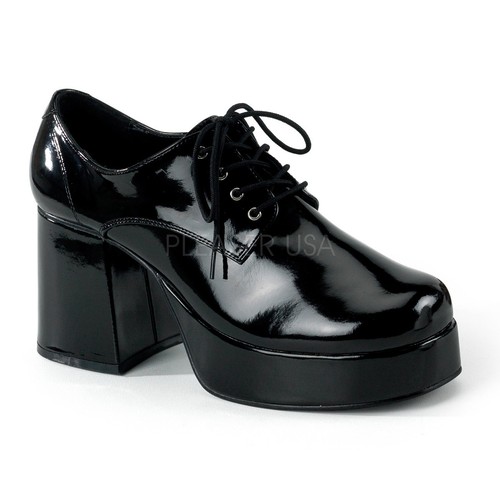 Black Patent Platform Disco Pimp Mobster Gangster Costume Shoes Mens 9 10 11 12