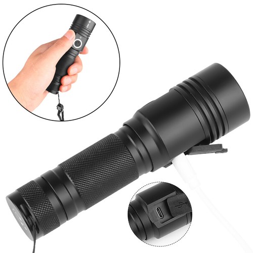 Flashlight Bright XHP50.2 LED Torch USB Rechargeable Zoomable LED Light OutdH/_ws