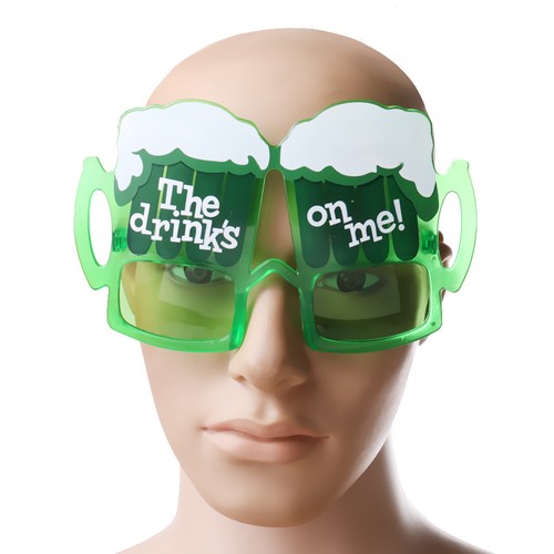 The Drink On Me Hawaiian Green Beer Hula Fancy Dress Sunglasses Glasses