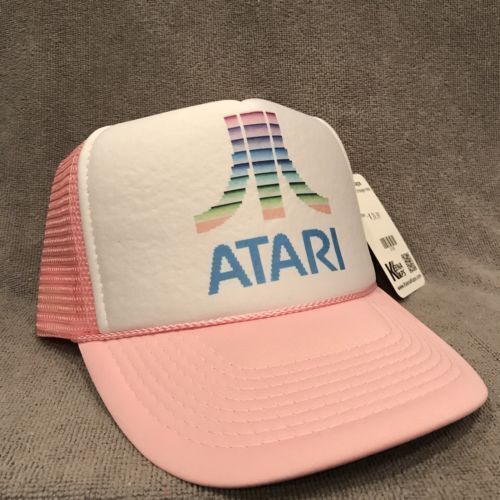 ATARI Trucker Hat Old Video Game Logo Vintage Style Snapback Cap Pink 2180 