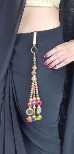 Indian Waist Hanging Jewellery Gold Tassels Latkan Dangles Saree Lengha Keychain 
