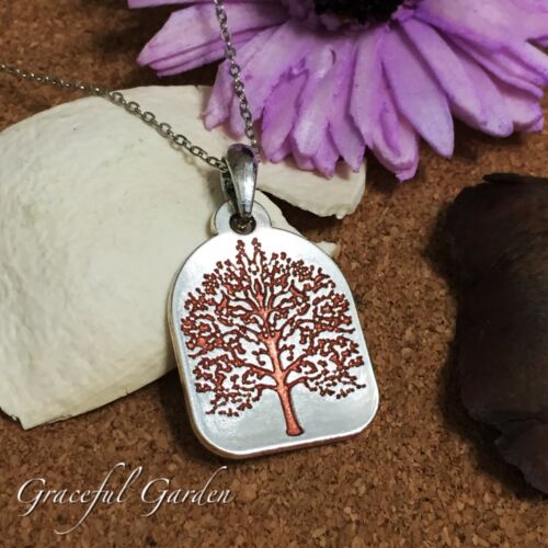 NL0427 Graceful Garden Vintage Style Silvery Tree Of Life Pendant Necklace 60cm 