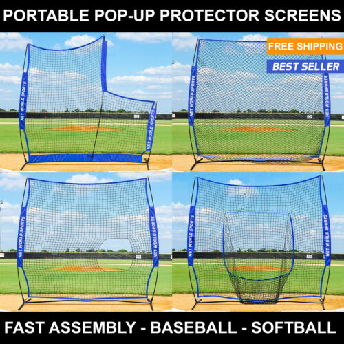 FORTRESS Portable Baseball Protector ScreensPop-Up L-Screen Pitching Sock Net 