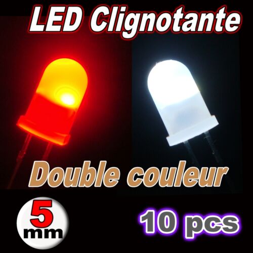 439//10# LED 5mm clignotante deux couleurs Blanc et rouge  10pcs