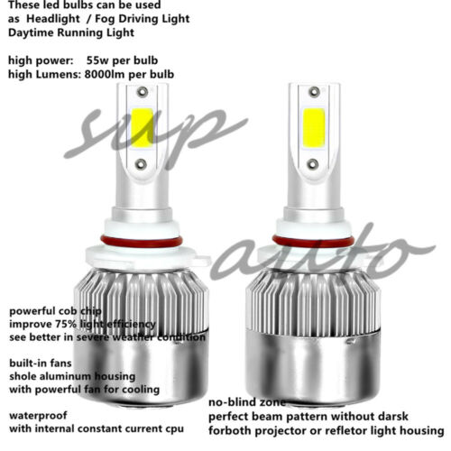 9006 HB4 LED Headlights Bulbs Conversion Kit Low Beam 6000K White Super Bright