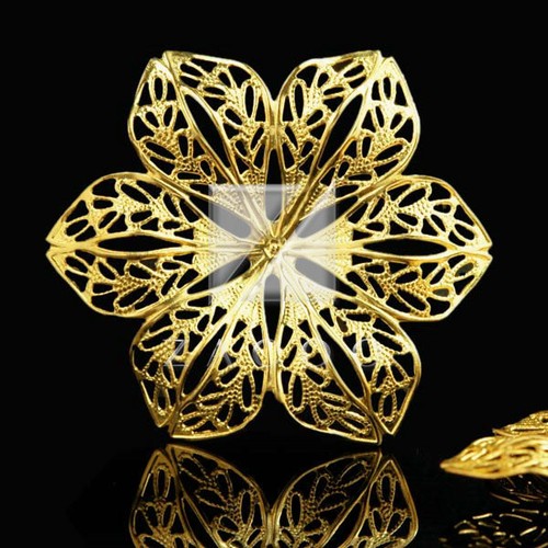 5pcs Metal Filigree Links for Jewelry Making Craft Flower 42.5x37.5x4mm MB0594