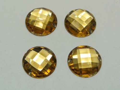 50 Champagne Acrylic Flatback Sewing Rhinestone Round Button 20mm Sew on beads