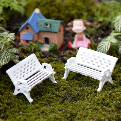 Park Bench Mini Garden Ornament Miniatures 2pcs Craft Fairy Dollhouse Decor DIY 