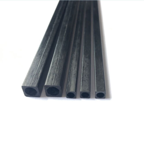 2-10mm Longueur 100-500mm Carbone Fibre Tubes Carrés Trou Rond Rod Pole 