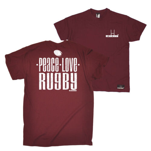 FB rugby tee-Peace Love Rugby-Nouveauté anniversaire cadeau de Noël T-shirt Homme