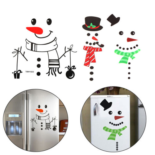 Merry Christmas Snowman Fridge Stickers Kitchen Wall Waterproof Posters Decals 