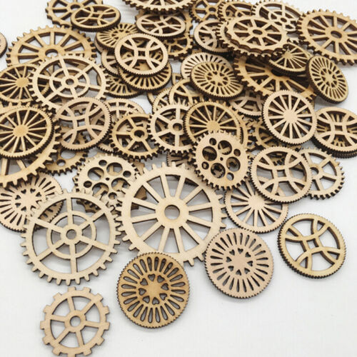 Details about  / 50Pcs Natural Wood Decor Wall Gear Craft Decoration Furniture Mixed Wheel Gear H