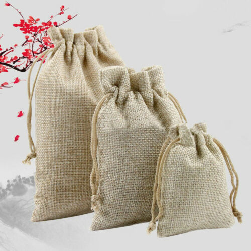 50PCS Linen Pouch Drawstring Burlap Jute Sack Jewelry Candy Gift Bag Favor 2018 