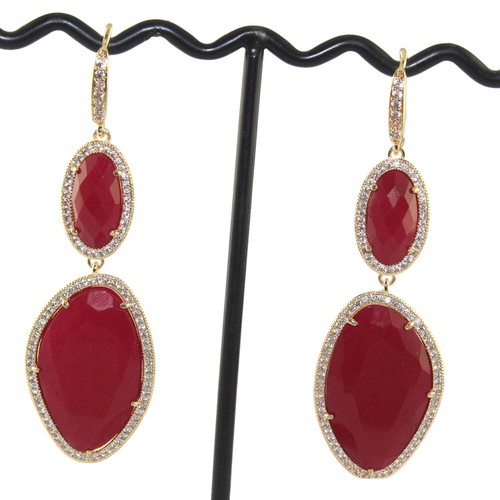 Fantaisie oeil de chat Monalisa Jade Quartz Zircon Cubique Quartz Plaqué Or Goutte Dangle Boucles d/'oreilles