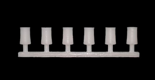 TD01 6 x  small round chimney pots 3d printed OO scale model railway scenics