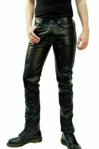 MEN/'S LEATHER PANT JEANS THIGH FIT PANTS TROUSERS BREECHES BLUF LEDERHOSEN CUIR
