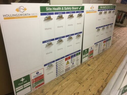 Site Safety Notice Boards 3mm AluPanel with Q-Connect board clips F10 RAMS 