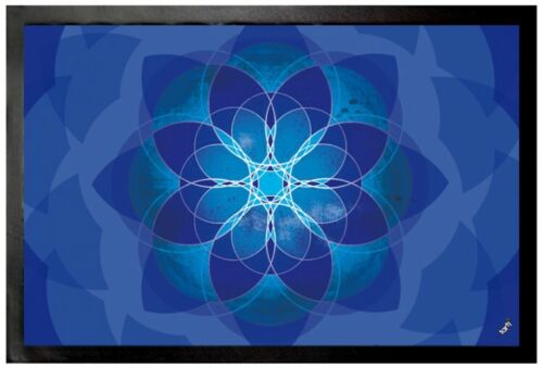 #102644 60x40cm Kalachakra-azul meditación paz felpudo türmatte