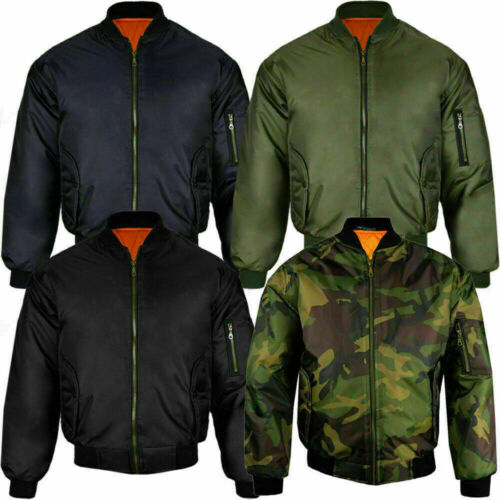 MA1 Mens Classic Bomber Jacket Military Air Force Style Padded Biker Jacket S 5x 
