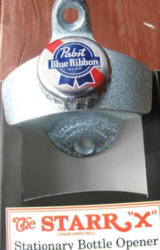 PABST Blue Ribbon PBR STAR Wall Mount BOTTLE OPENER Bar Stationary Beer Soda Cap