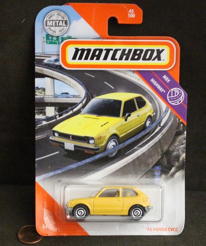 MBX Highway Diecast Matchbox Car Yellow 1976 HONDA CVCC 1:64