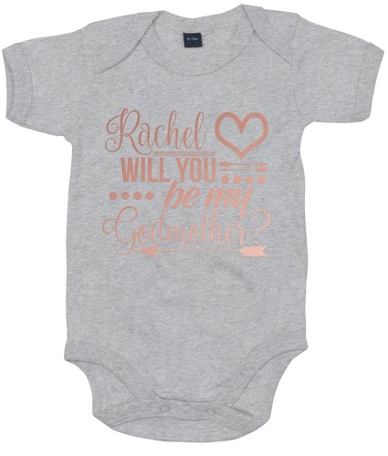 Rose Will You Be My God Mother CUSTOM NAME Baby Grow Cute God Daughter Gift AS40